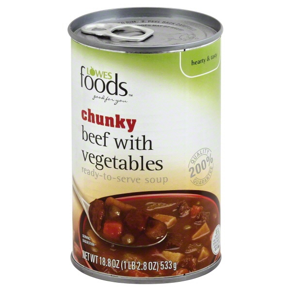 slide 1 of 1, Lowes Foods Chunky Soup Beef With Vegetables, 19 oz