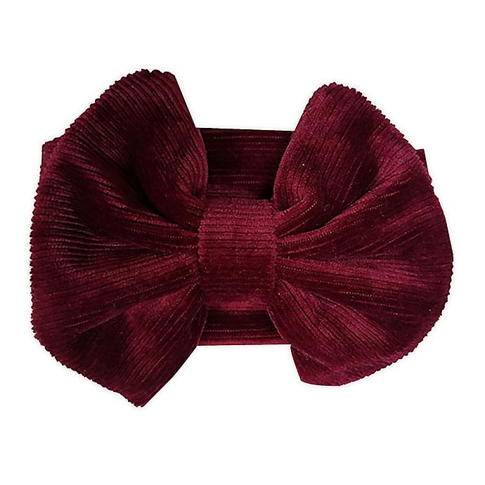 slide 1 of 1, Tiny Treasures Cord Large Bow Headband - Burgundy, 1 ct