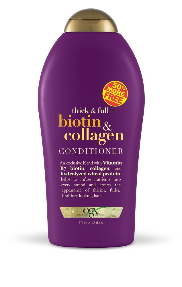 slide 1 of 1, OGX Thick & Full + Biotin & Collagen Volumizing Conditioner, 19.5 oz