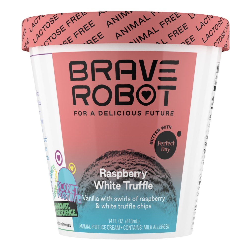 slide 1 of 1, Brave Robot Animal Free Ice Cream, Raspberry White Truffle, 14 oz