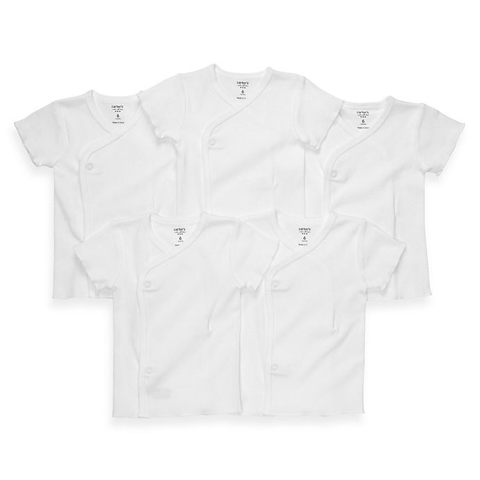 slide 1 of 1, carter's White Side-Snap Undershirts, 5 ct