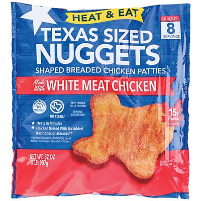 slide 1 of 1, Hill Country Fare Fully Cooked Chicken Texas Shaped Nuggets, 2 lb