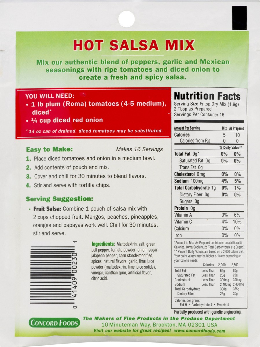 slide 5 of 9, Concord Foods Hot Salsa Mix, 16 oz