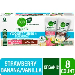 Simple Truth Organic® Reduced Fat Strawberry Banana and Vanilla Yogurt Tubes, 8 ct / 2 oz