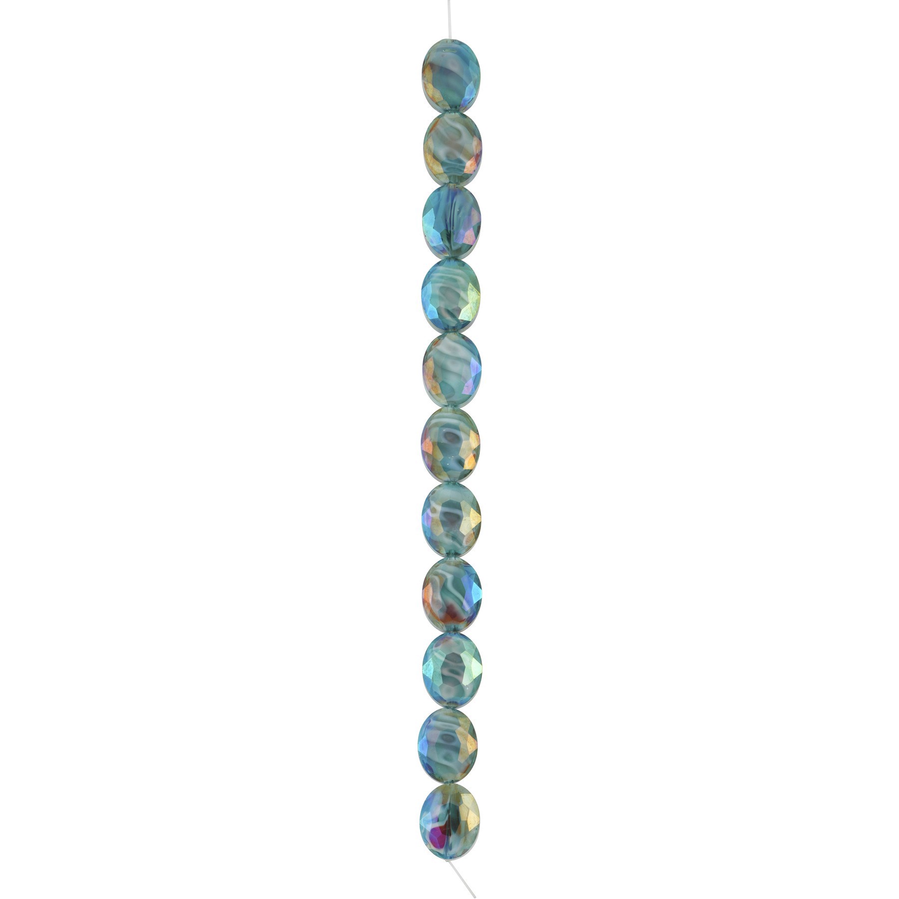 slide 2 of 3, Aqua Faceted Glass Oval Beads, 15.5mm By Bead Landing, 15.5mm