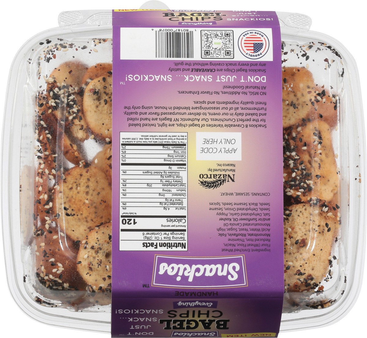 slide 5 of 13, Snackios Craveable Thin & Crunchy Everything Bagel Chips 6 oz, 6 oz