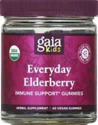 Gaia Herbs Kids Daily Elderberry Flavor Black Elderberry - 40 Gummies