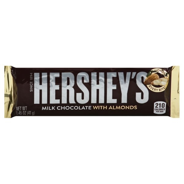 slide 1 of 2, Hershey's Milk Chocolate With Almonds Bar, 1.45 oz