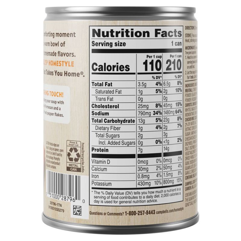 slide 4 of 6, Campbell's Campbell’s Homestyle Italian-Style Chicken Soup With Turkey Meatballs, 16.1 oz Can, 16.1 oz