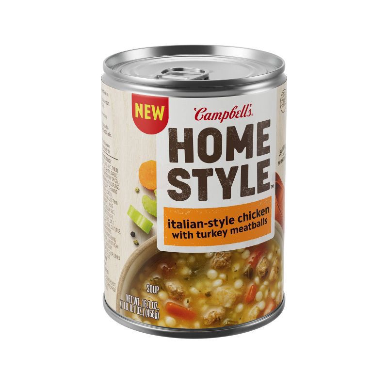 slide 2 of 6, Campbell's Campbell’s Homestyle Italian-Style Chicken Soup With Turkey Meatballs, 16.1 oz Can, 16.1 oz