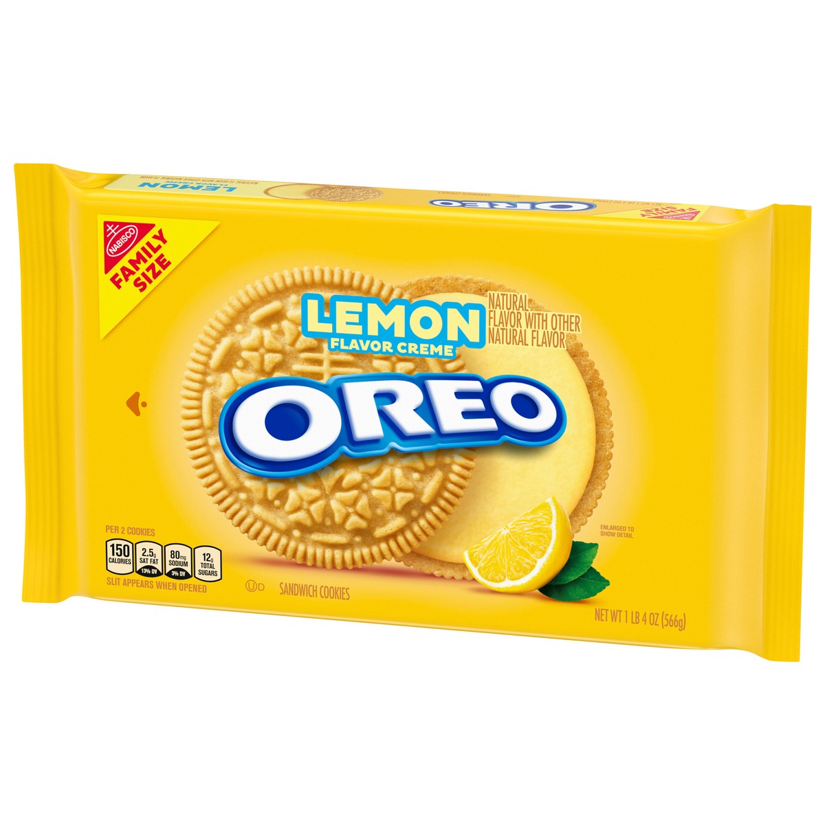 slide 5 of 9, OREO Lemon Creme Sandwich Cookies, Family Size, 20 oz, 20 oz