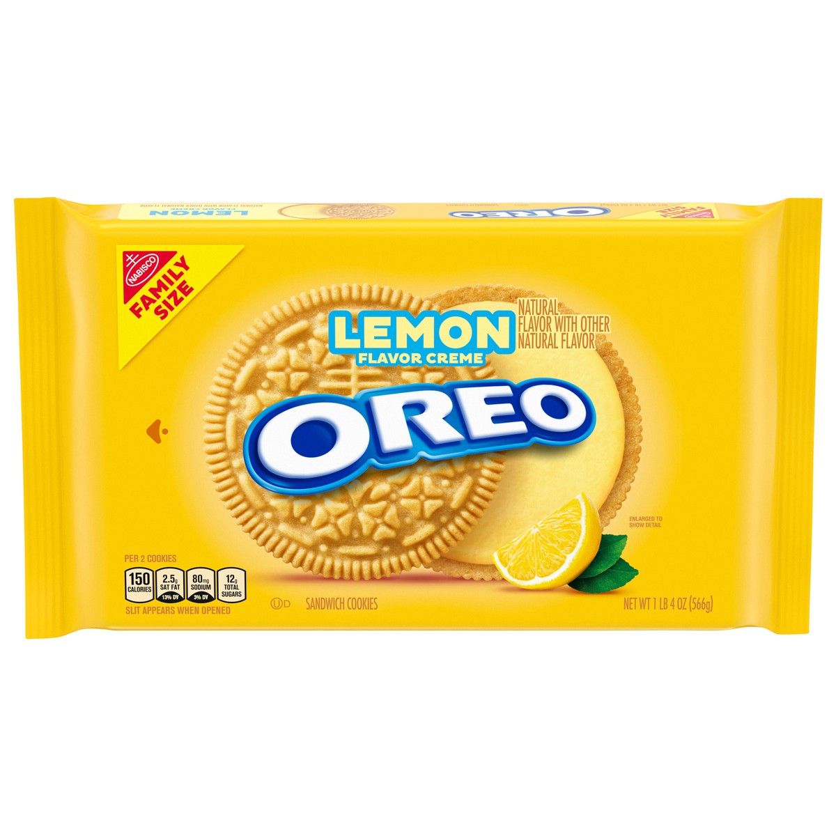 slide 1 of 9, OREO Lemon Creme Sandwich Cookies, Family Size, 20 oz, 20 oz