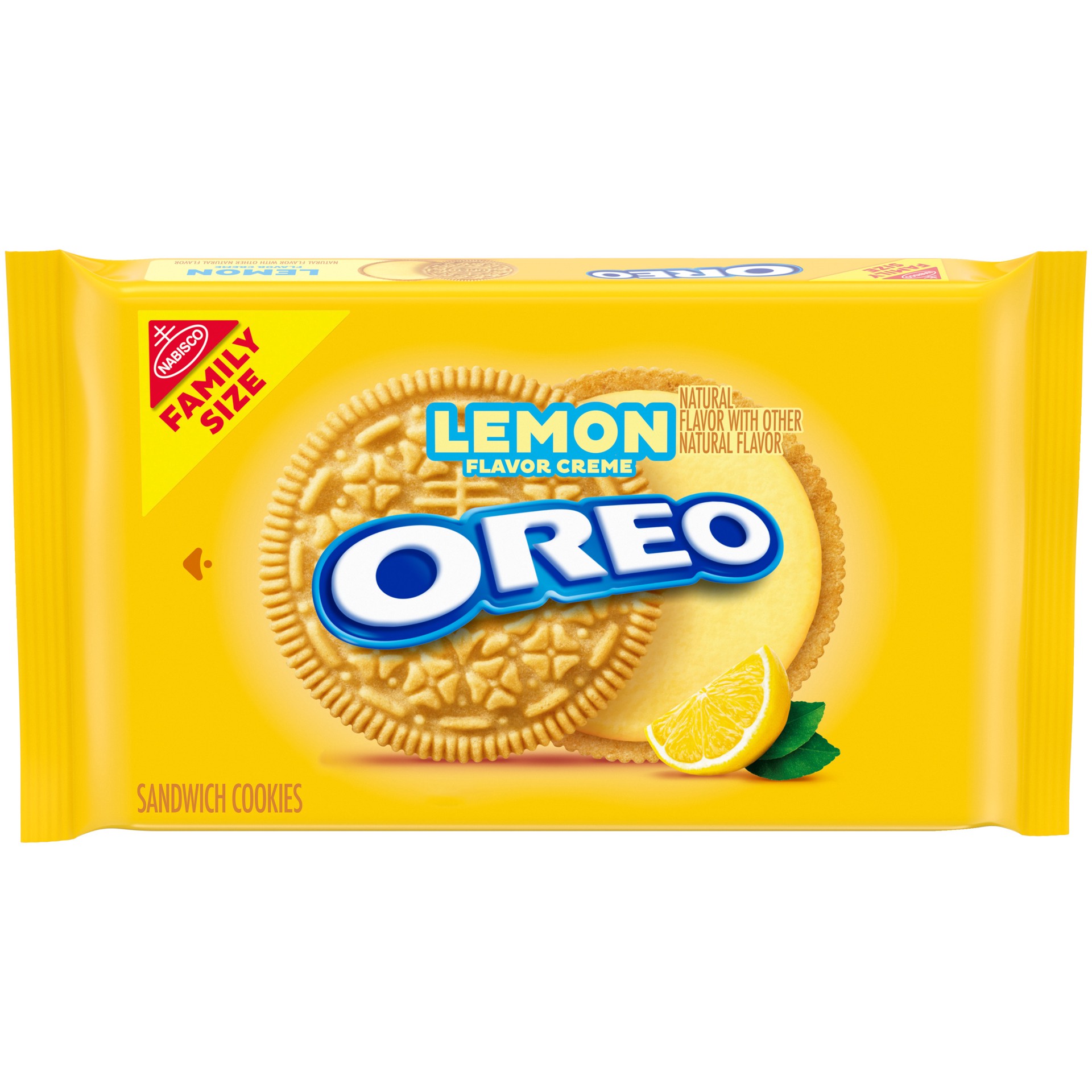 slide 1 of 9, OREO Lemon Creme Sandwich Cookies, Family Size, 20 oz, 20 oz