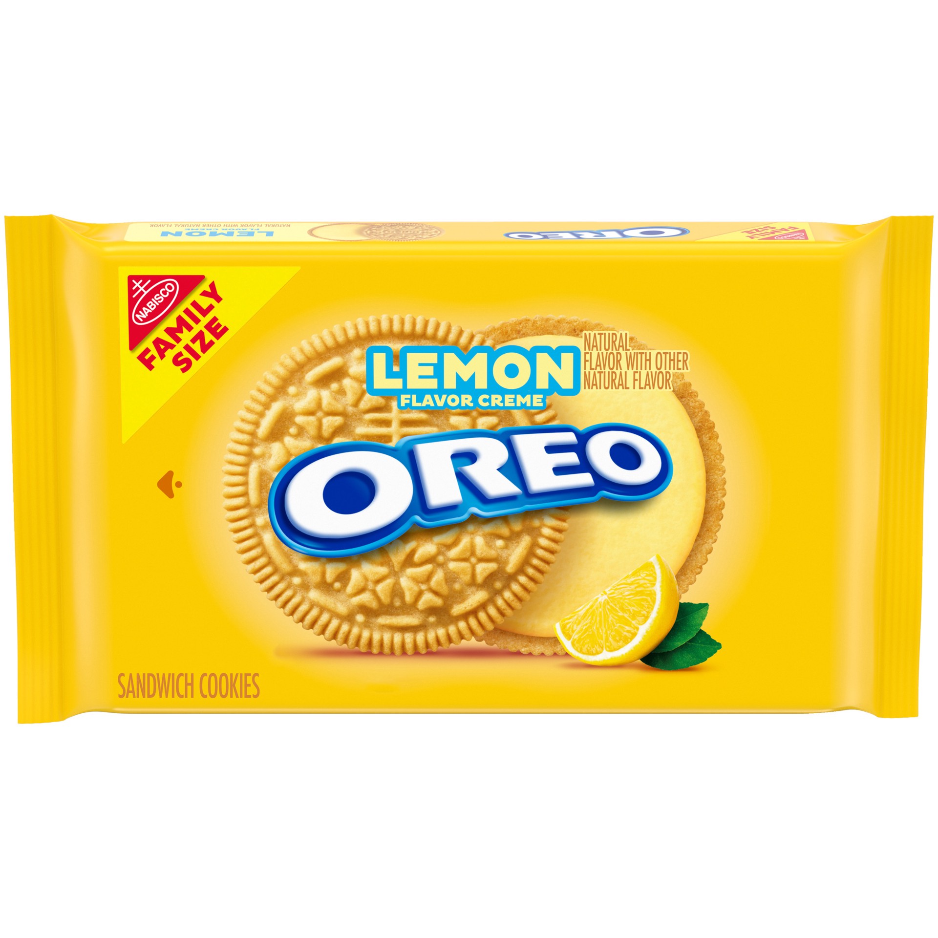 slide 1 of 9, OREO Lemon Flavor Creme Golden Sandwich Cookies Family Size - 20oz, 20 oz