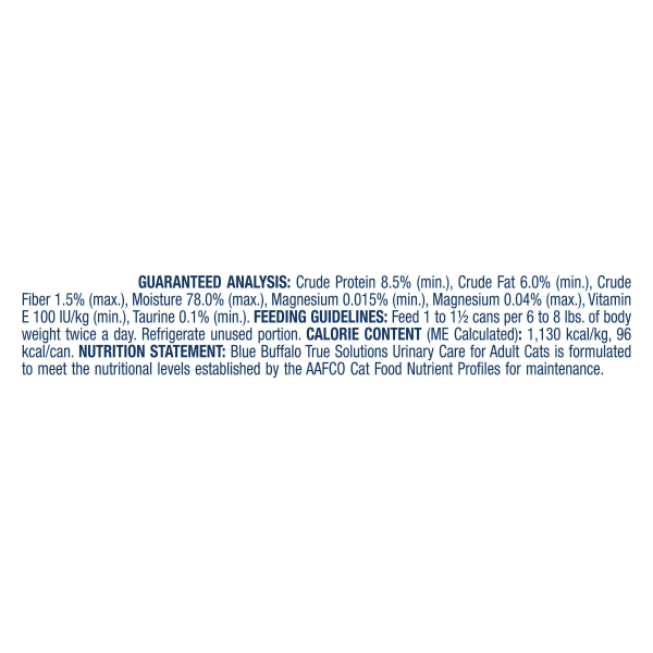 slide 2 of 13, BLUE TRUE SOLUTIONS Blue Buffalo True Solutions Urinary Care Wet Cat Food with Chicken, 3.0-oz. can, 3 oz