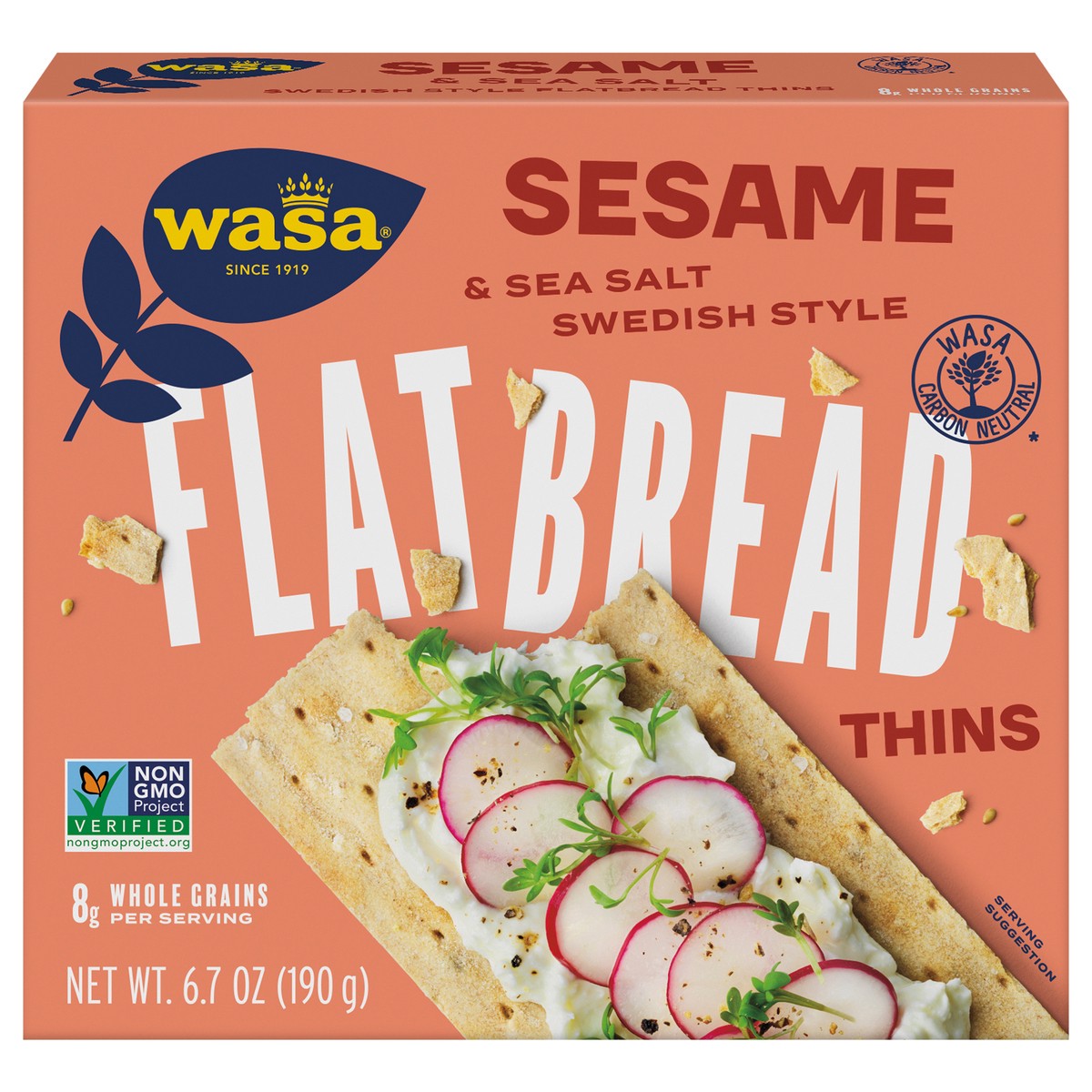 slide 1 of 8, Wasa Thins Swedish Style Sesame & Sea Salt Flatbread 6.7 oz, 10 ct