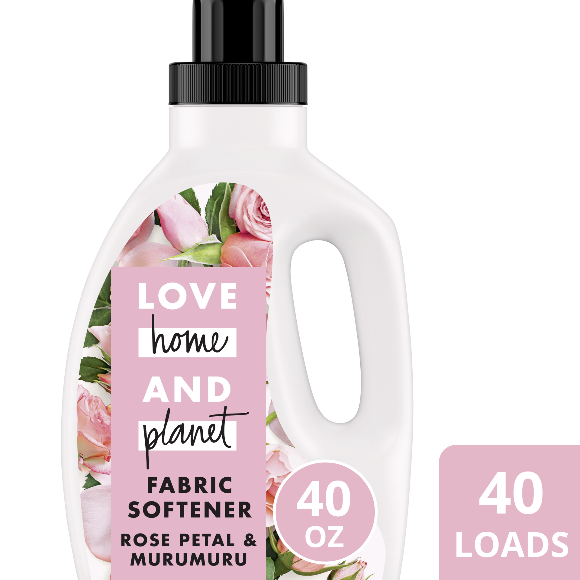 slide 1 of 1, Love Home and Planet Fabric Softener Rose Petal & Murumuru, 40 oz, 40 oz