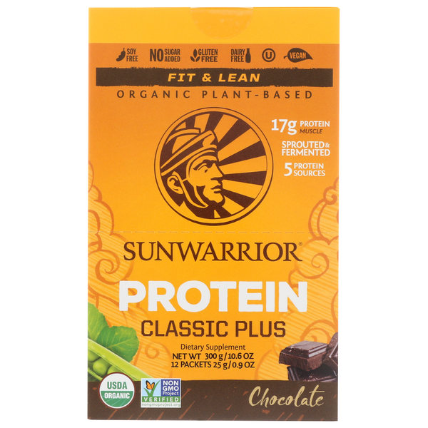 slide 1 of 1, Sunwarrior Classic Plus Chocolate, 12 ct