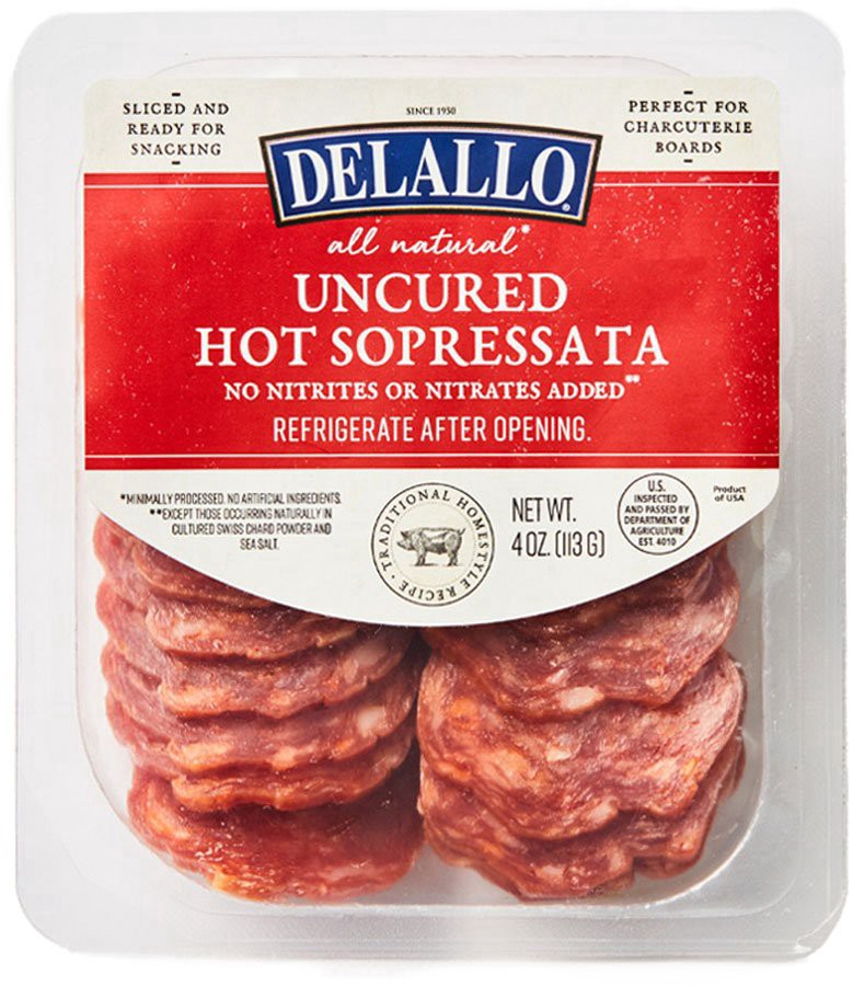 slide 1 of 1, Delallo Hot Sopressata Coins - 4 Oz., 4 oz