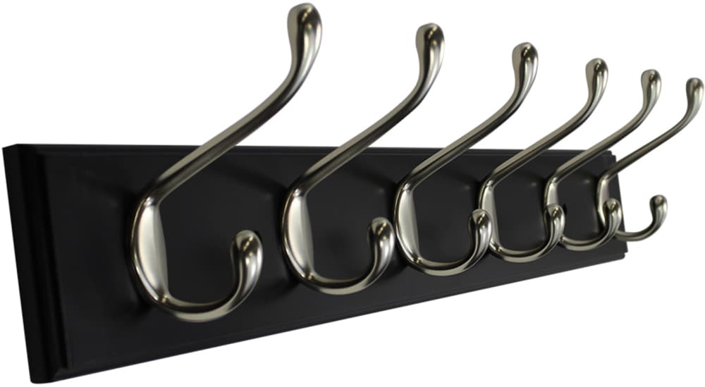 slide 1 of 1, Bulldog Coat And Hat Hook Rail - Black/Satin Nickel, 27 in