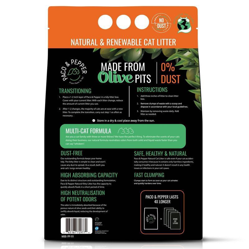 slide 2 of 6, Paco And Pepper Cat Litter Olive Pit, 11.5 lb