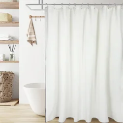 Room & Retreat Stitched Border Shower Curtain, 70 In X 72in, Black