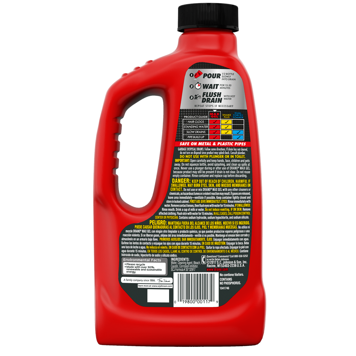 slide 2 of 2, Drano Max Gel Clog Remover - 32 Fl. Oz., 32 fl oz