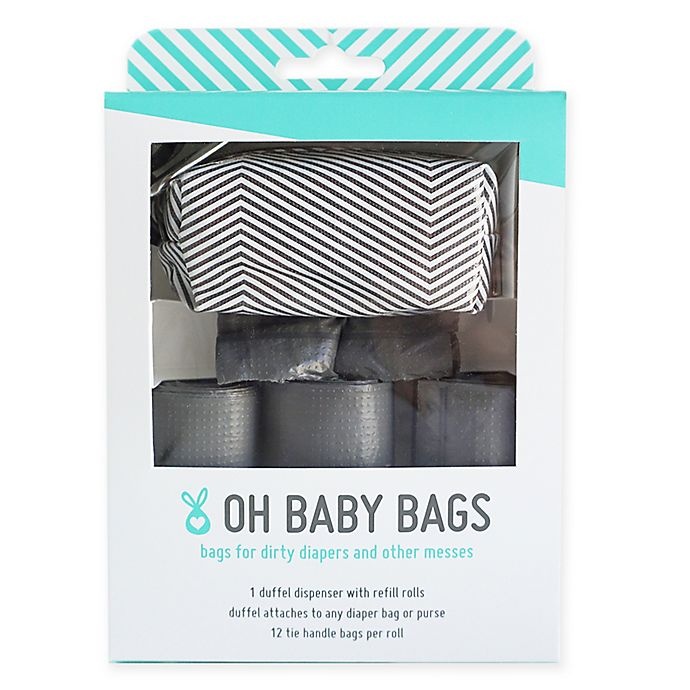 slide 1 of 1, Oh Baby Bags Baby Duffel Gift Box - Grey/White Stripes, 1 ct