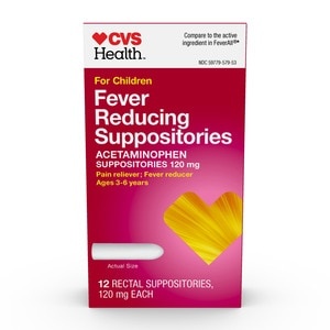 slide 1 of 1, CVS Health Children's Fever Reducing Suppositories, 12 ct