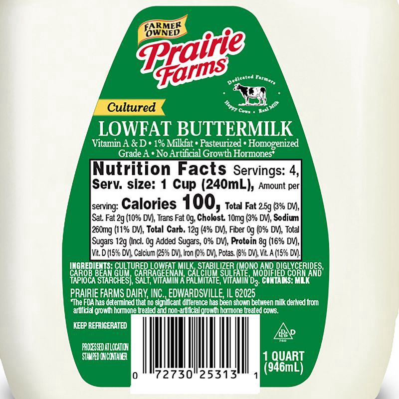 slide 4 of 4, Prairie Farms 1% Buttermilk - 1qt, 1 qt