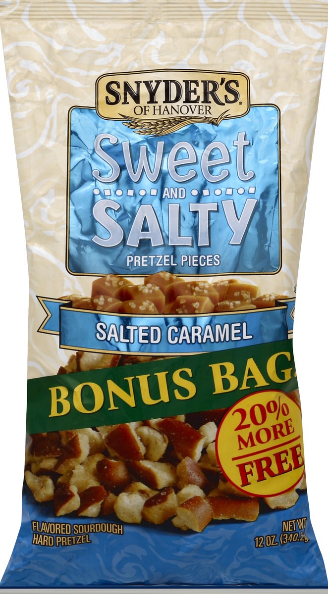 slide 2 of 5, Snyder's of Hanover Pretzel Pieces, Sweet and Salty, Salted Caramel, Bonus Bag!, 12 oz