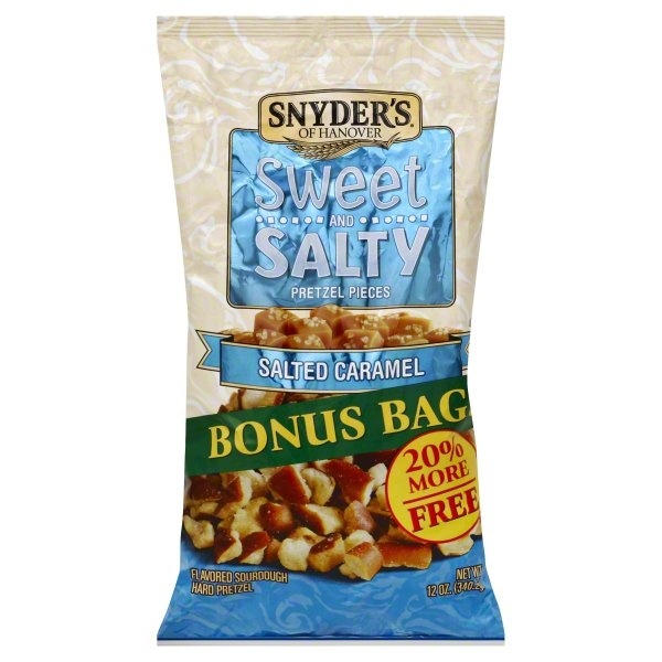 slide 1 of 5, Snyder's of Hanover Pretzel Pieces, Sweet and Salty, Salted Caramel, Bonus Bag!, 12 oz