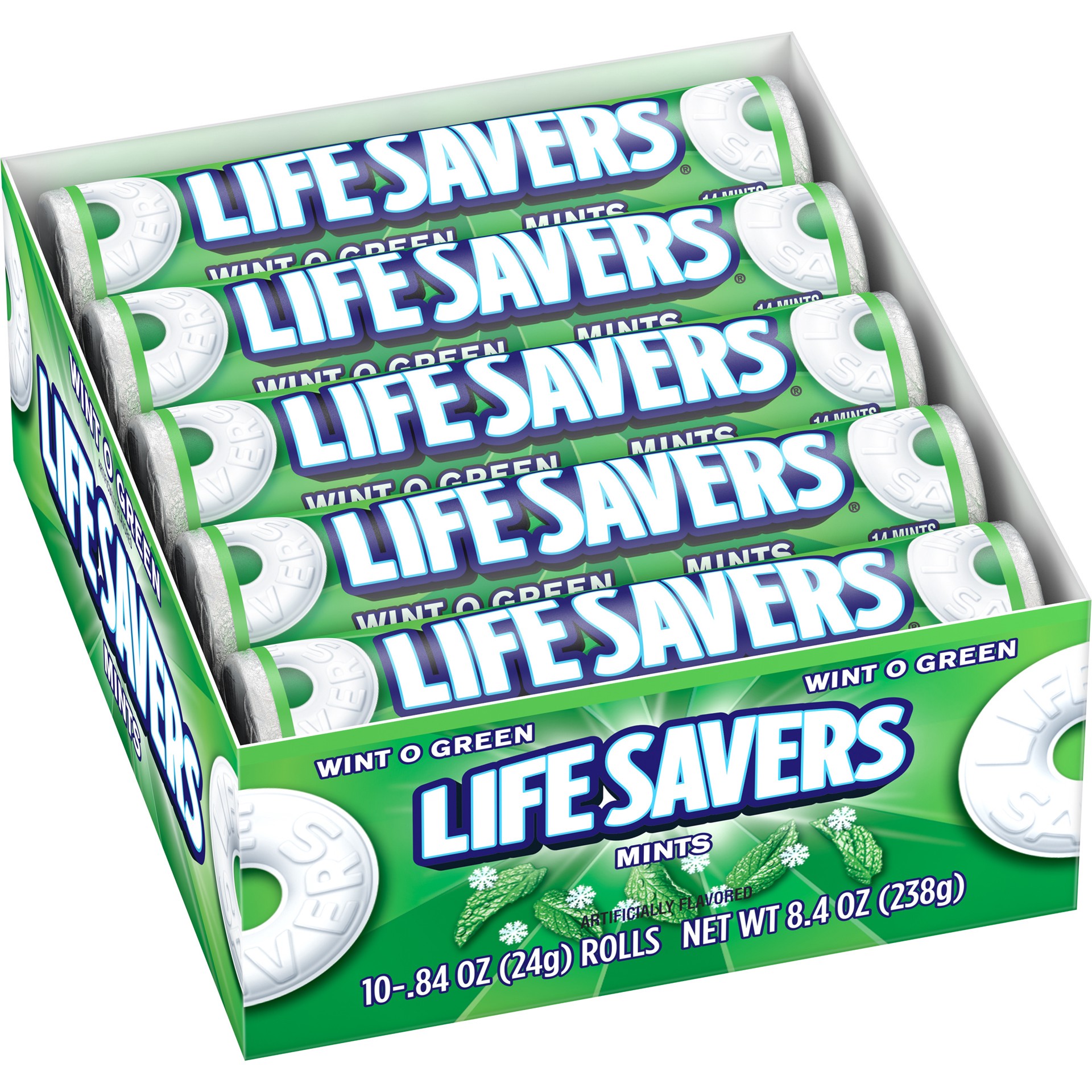 slide 1 of 2, LIFE SAVERS Wint O Green Mints Hard Candy, 0.84 oz. (Pack of 20), 16.8 oz