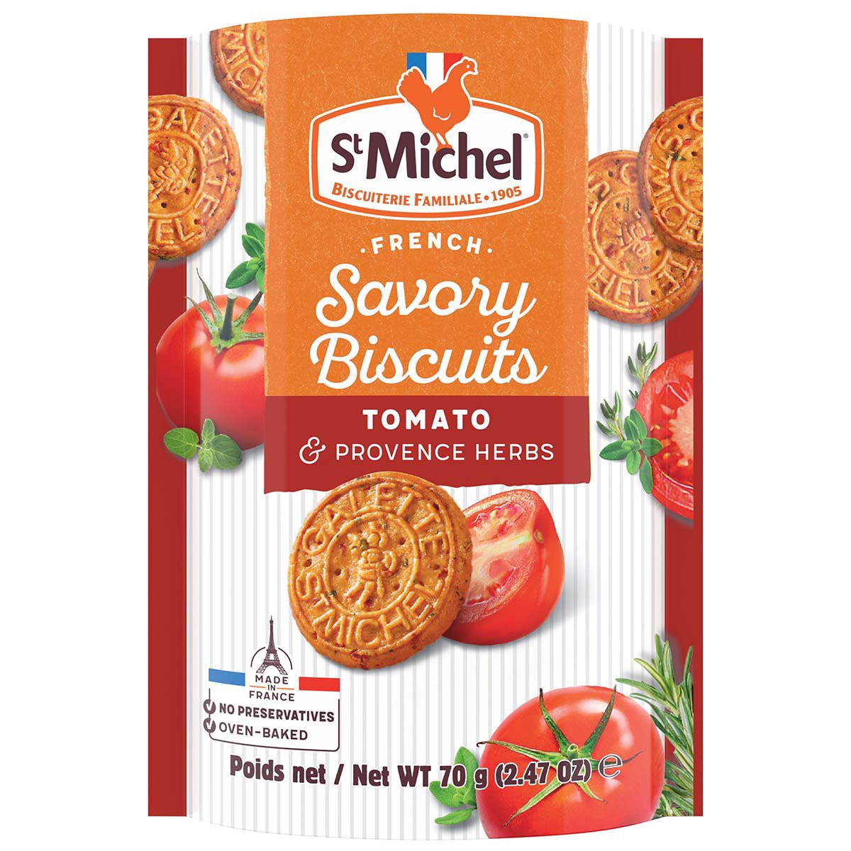 slide 1 of 1, St Michel Savory Biscuits - Tomato & Provence Herbs, 2.47 oz