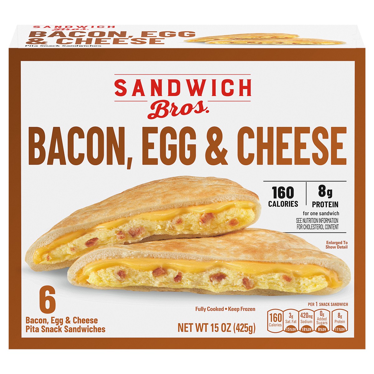slide 3 of 13, Sandwich Bros. Sandwich Bros Bacon, Egg and Cheese, Frozen Breakfast Sandwich, 6 Count, 15 oz, 15 oz