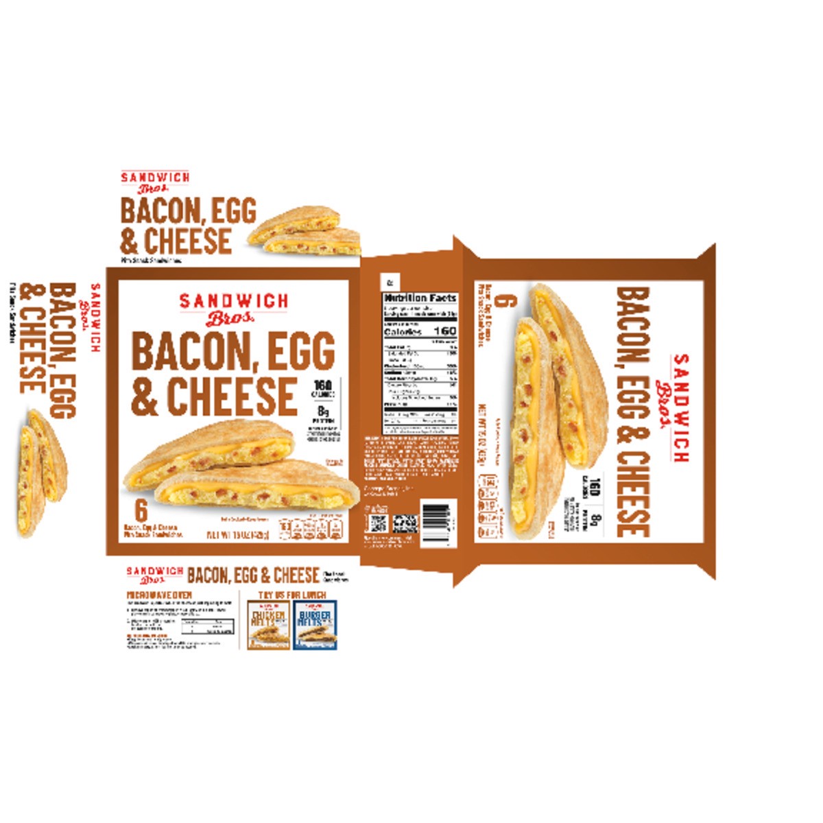 slide 6 of 13, Sandwich Bros. Sandwich Bros Bacon, Egg and Cheese, Frozen Breakfast Sandwich, 6 Count, 15 oz, 15 oz