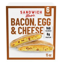 Sandwich Bros. Bacon, Egg and Cheese, Frozen Breakfast Sandwich, 6 Count, 15 oz