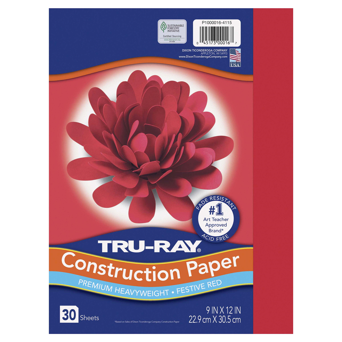 slide 1 of 1, Pacon Tru-Ray Red Sulphite Construction Paper, 30 ct