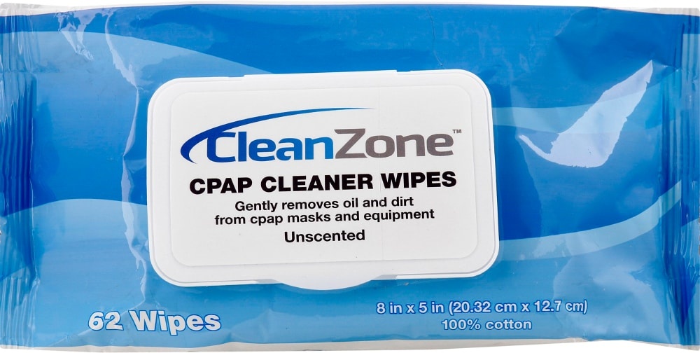 slide 1 of 1, Clean Zone Unscented Cpap Cleaner Wipes, 62 ct