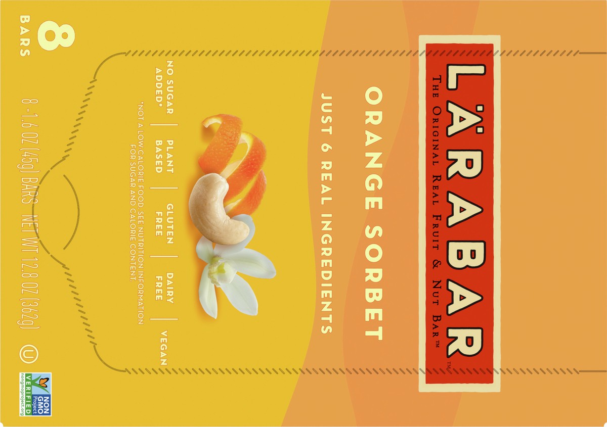 slide 3 of 9, LÄRABAR Orange Sorbet Mini Bars, Gluten Free Vegan, 8 ct, 8 ct
