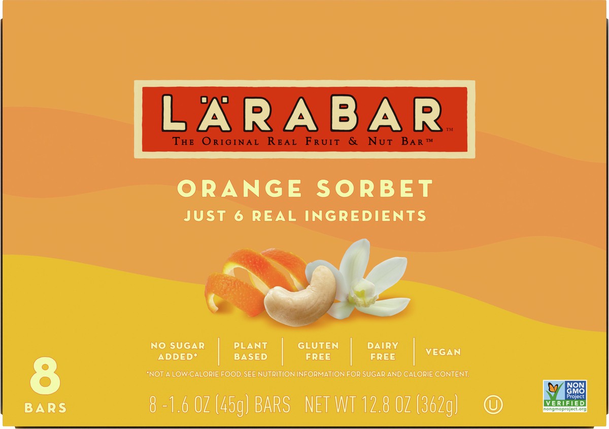 slide 8 of 9, LÄRABAR Orange Sorbet Mini Bars, Gluten Free Vegan, 8 ct, 8 ct