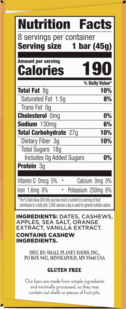 slide 4 of 9, LÄRABAR Orange Sorbet Mini Bars, Gluten Free Vegan, 8 ct, 8 ct
