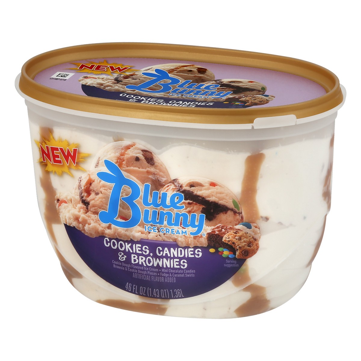 slide 8 of 10, Blue Bunny Cookies, Candies & Brownies Frozen Dessert, 46 fl oz, 46 oz