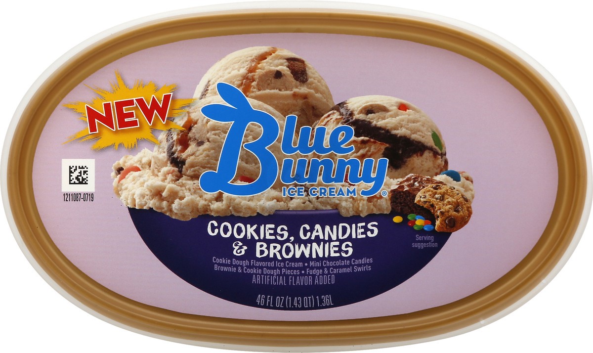 slide 2 of 10, Blue Bunny Cookies, Candies & Brownies Frozen Dessert, 46 fl oz, 46 oz