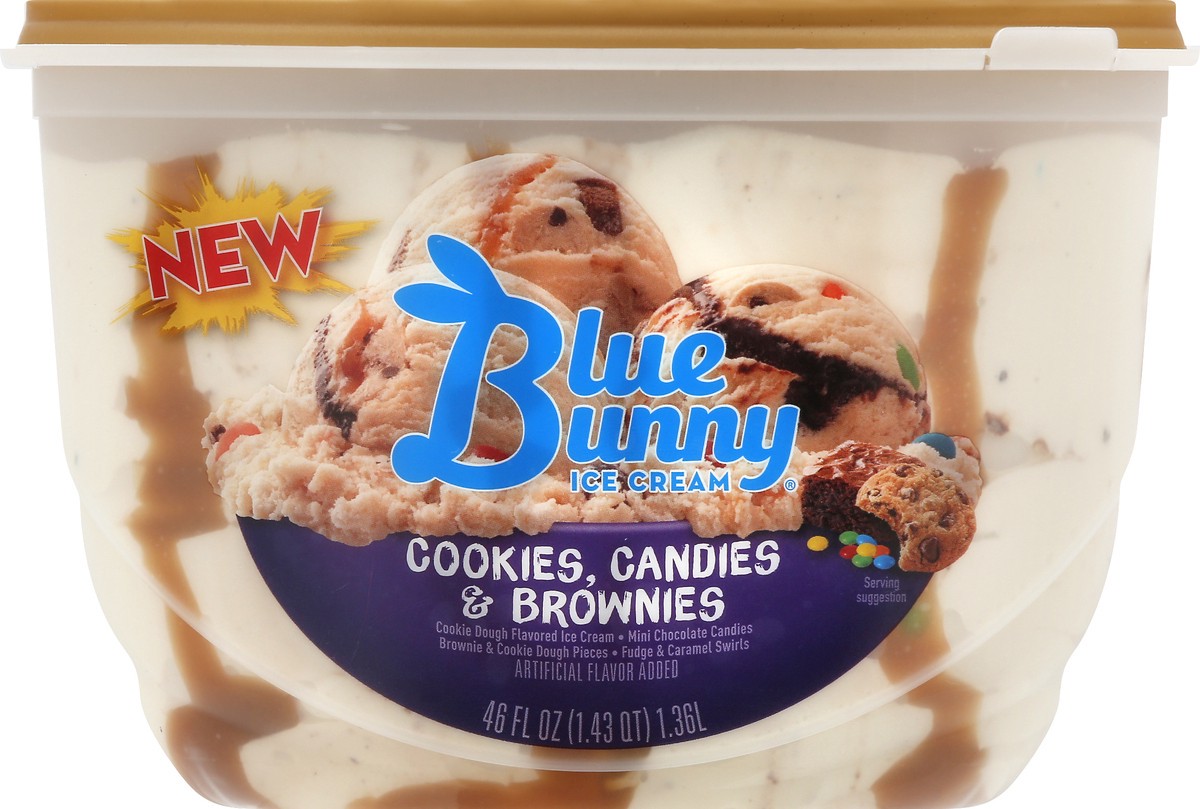 slide 3 of 10, Blue Bunny Cookies, Candies & Brownies Frozen Dessert, 46 fl oz, 46 oz