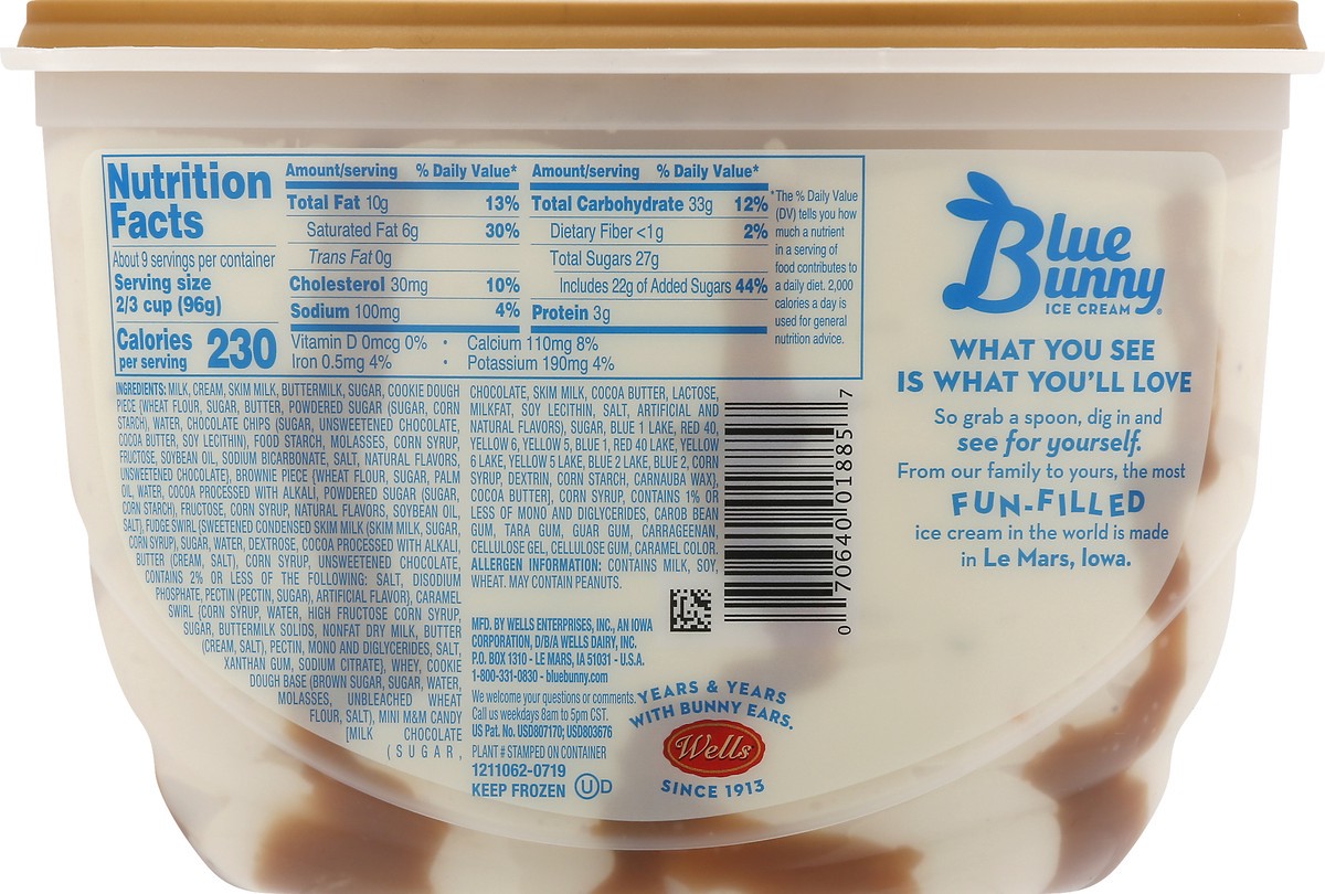 slide 7 of 10, Blue Bunny Cookies, Candies & Brownies Frozen Dessert, 46 fl oz, 46 oz