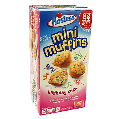 slide 1 of 1, Hostess Birthday Cake Mini Muffins, 5 ct; 8 oz