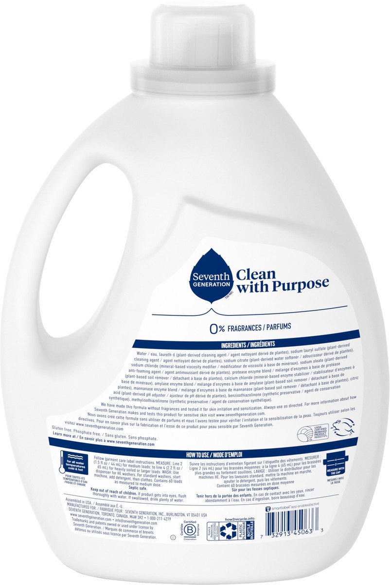 slide 2 of 3, Seventh Generation Liquid Laundry Detergent Free & Clear, 90 fl oz