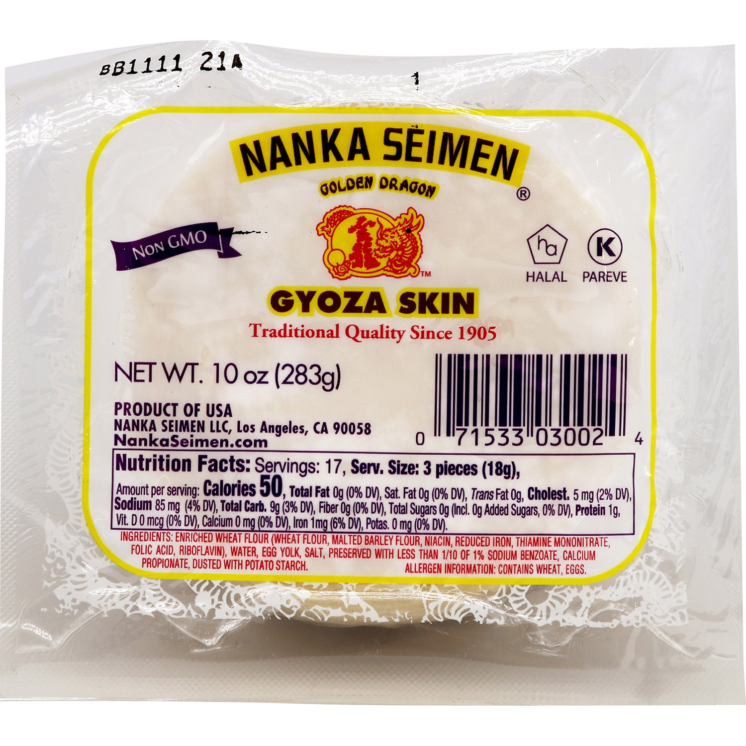 slide 1 of 1, Golden Nanka Seimen Gyoza Skin, 10 oz