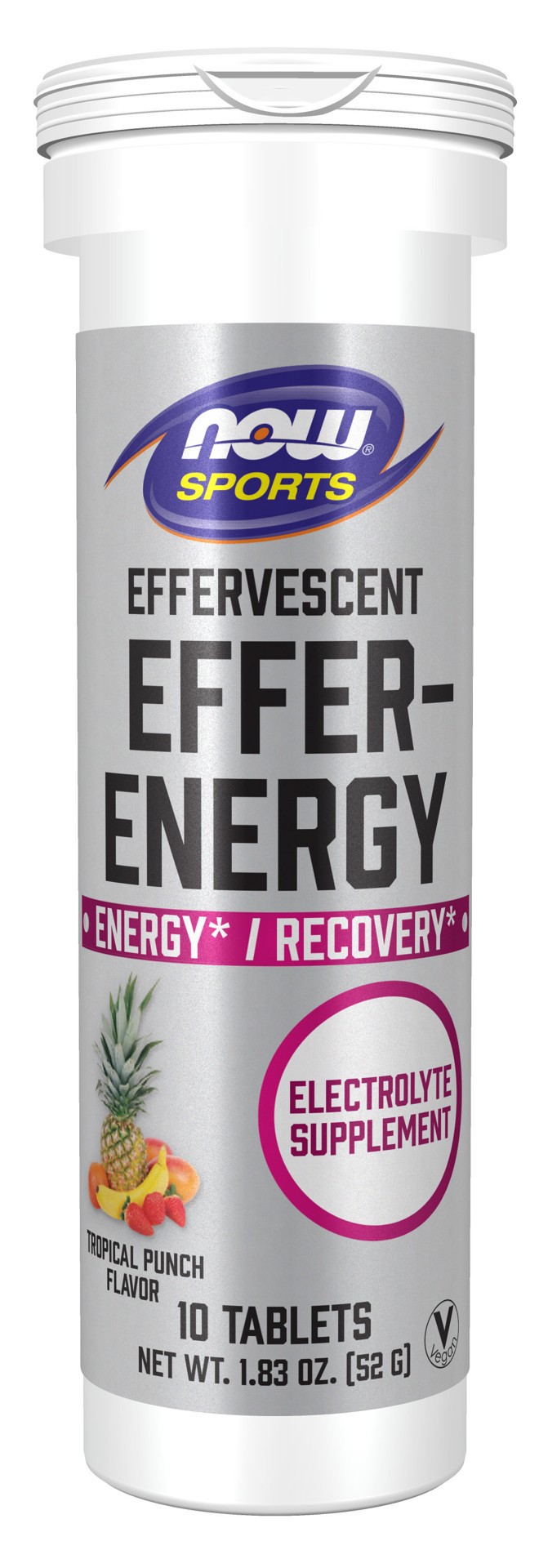 slide 1 of 5, NOW Sports Effer-Energy Effervescent Tropical Punch - 10 Tablets/Tube, 10 ct